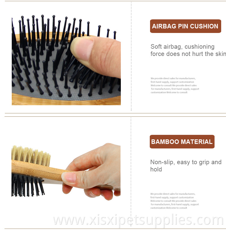 Factory Wholesale LOW MOQ Double Sided Bamboo Wooden Handle Pet Cat Dog Grooming Massage Hair Comb
